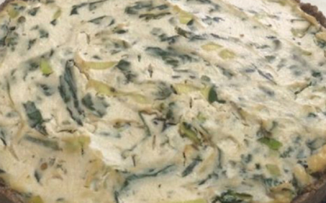 Quiche espinafre e alho poró (vegan)