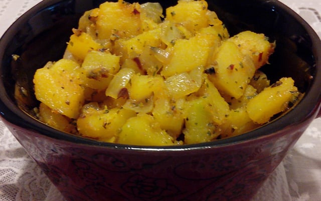 Abóbora refogada com bacon