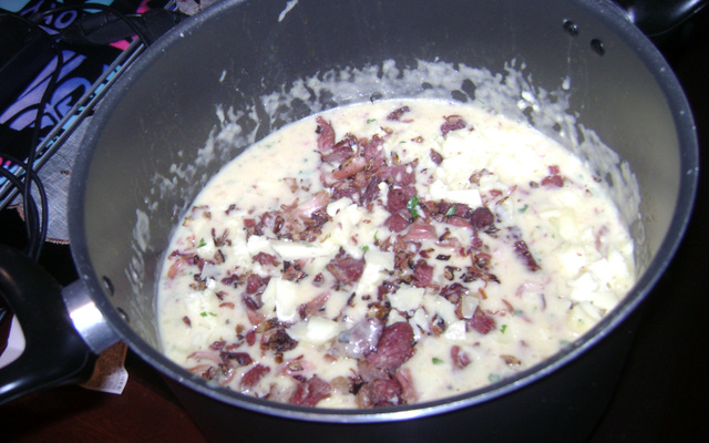 Caldo de mandioquinha e carne seca