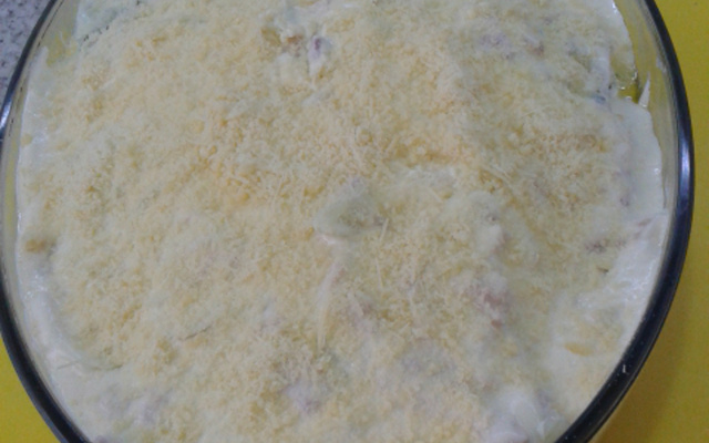 Bacalhau com requeijão e bacon