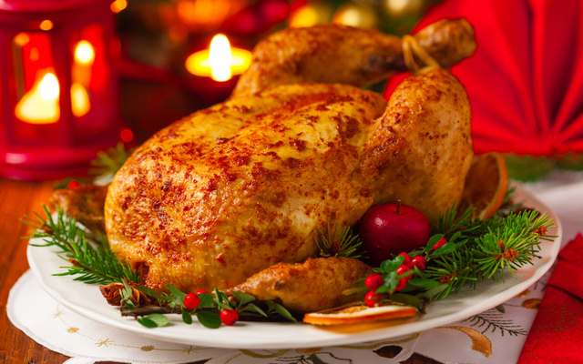 Peru recheado com banana