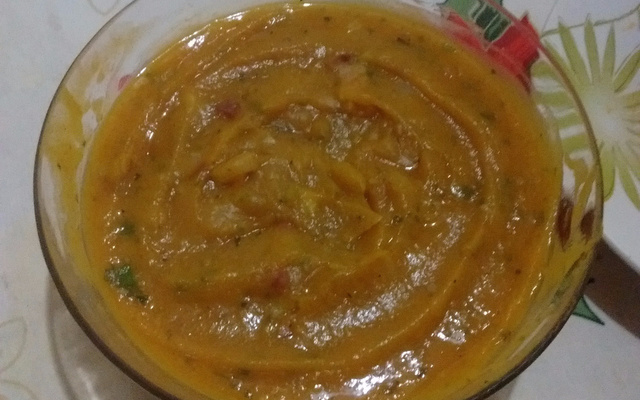 Sopa de abóbora com bacon