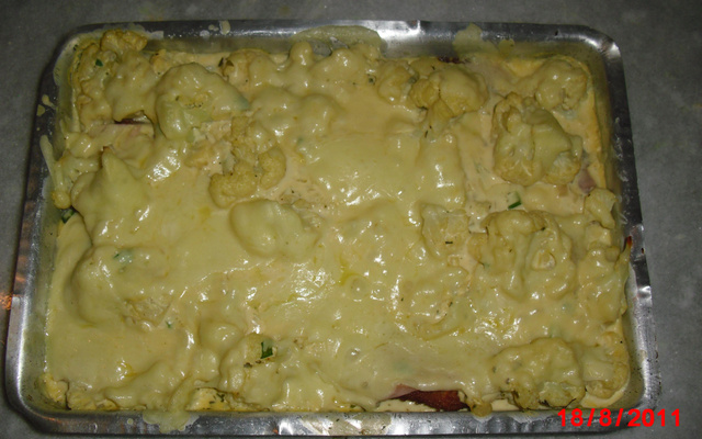 Filé de frango com couve flor ao forno