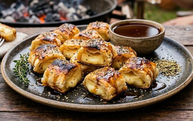 Enroladinho de queijo coalho crocante com orégano por cima