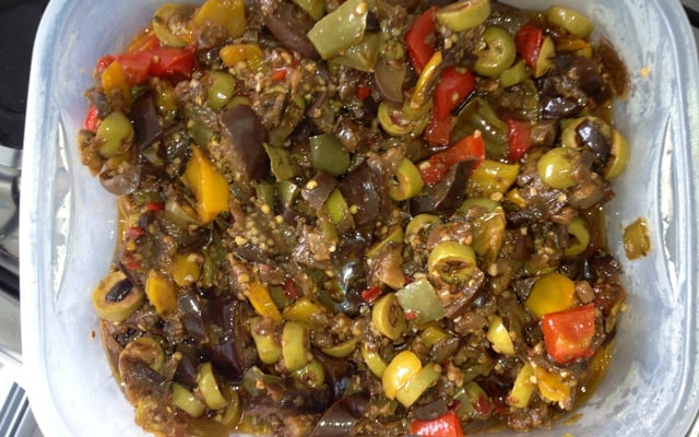 Escabeche colorido de berinjela do Vitor