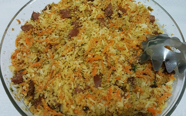 Arroz farofa divino para churrasco