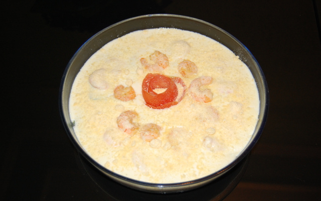 Chuchu recheado ao molho branco gratinado