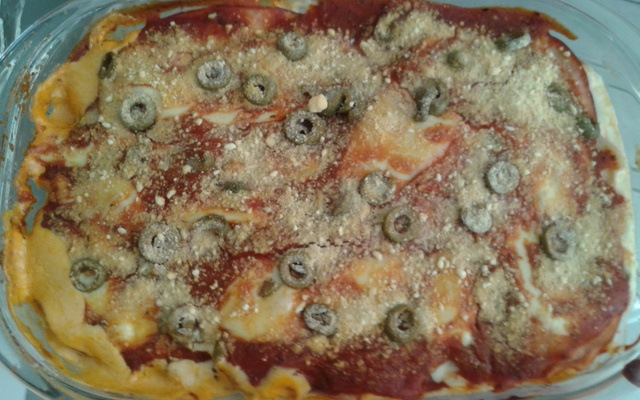 Gratinado de batata com presunto e queijo