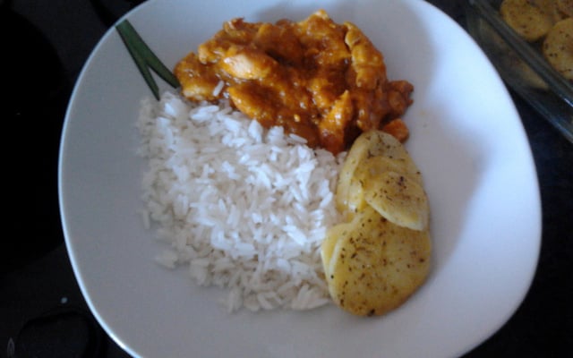 Frango com moranga na panela de pressão