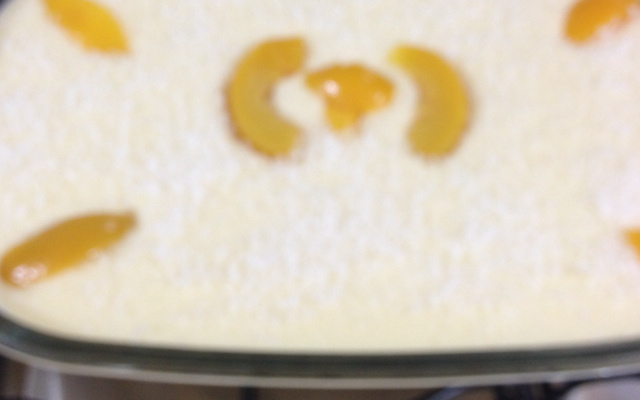 Pavê de pêssego em calda