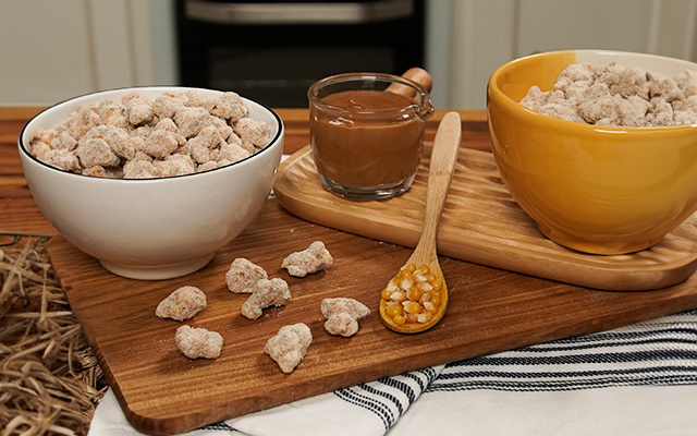 Pipoca de doce de leite com ninho e canela