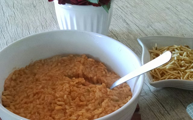 Risoto de camarão com requeijão