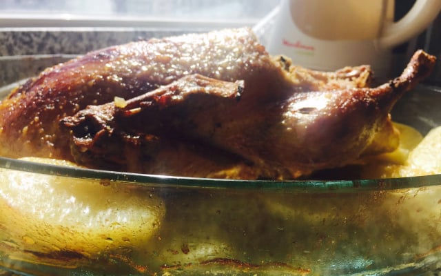 Pato recheado à moda do chef