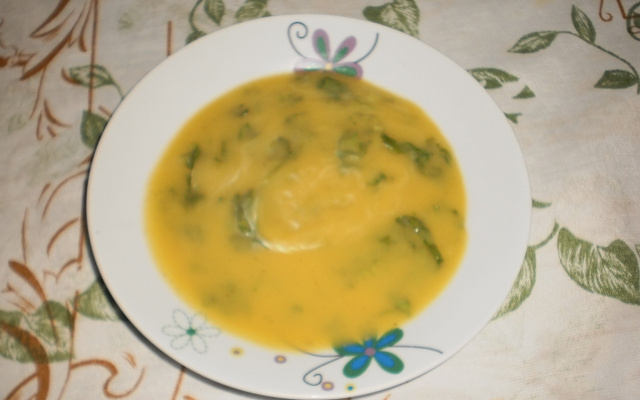 Sopa creme de abóbora e couve