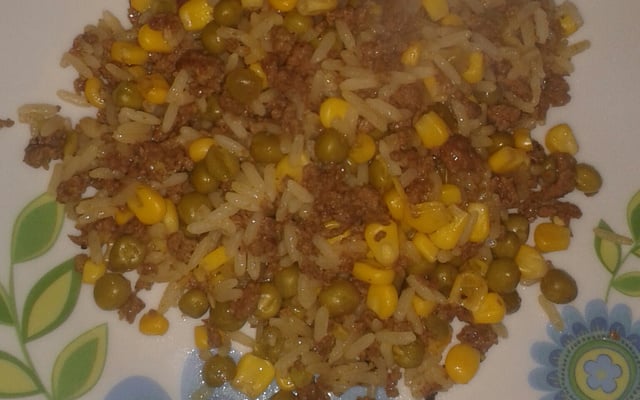 Carne moída com arroz