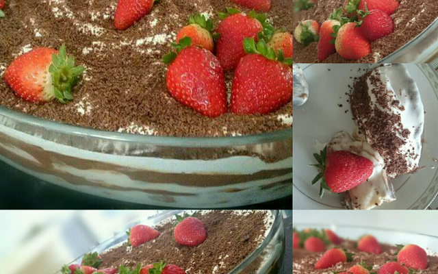 Pavê de morango com chocolate