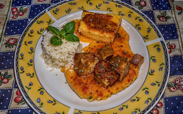 Polenta cremosa ao molho