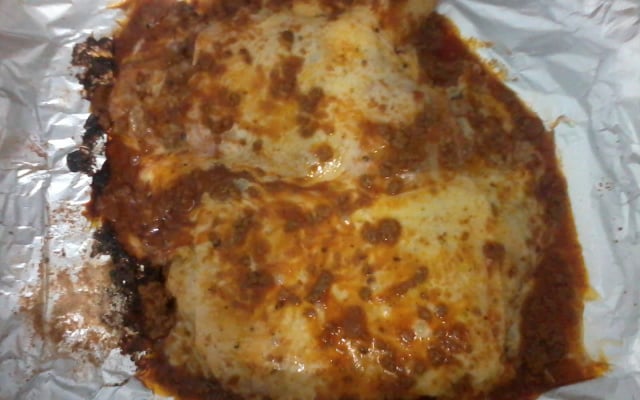 Bife à parmegiana assado