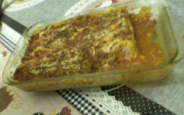 Lasanha ao molho vermelho com massa de pastel