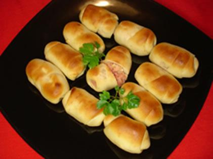 Enroladinho de presunto e queijo