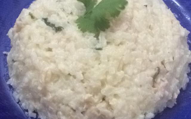 Risoto de frango com creme de leite