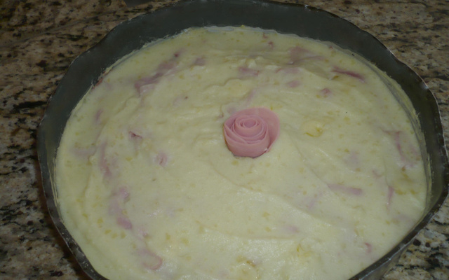 Purê de batata com presunto e queijo