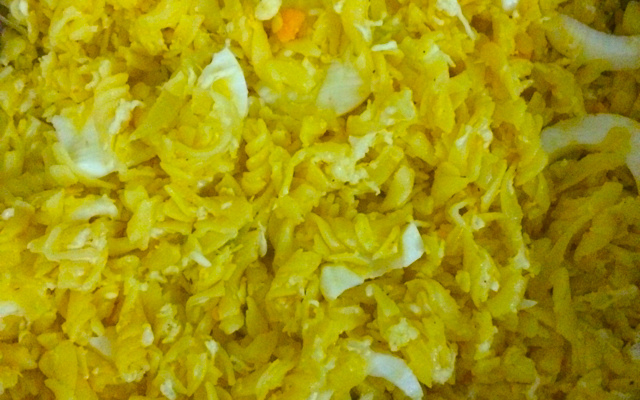 Macarrão com queijo e presunto