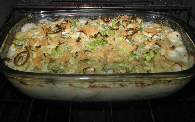 Batata gratinada com alho poró