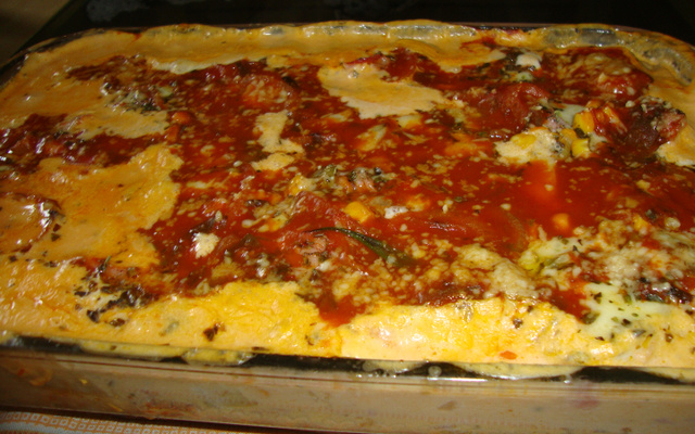 Gratinado de batata com presunto e queijo