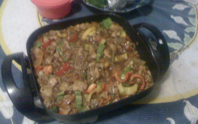 Frango xadrez e arroz shop suey