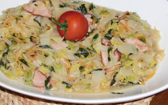 Acelga com cenoura e bacon