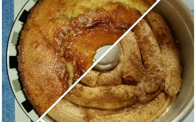 Bolo de banana com doce de leite