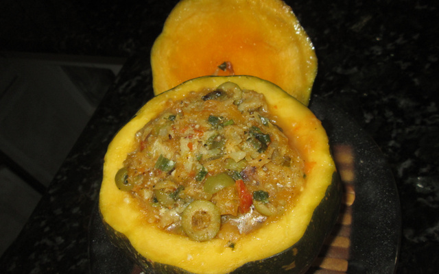 Bacalhau da Má na moranga.