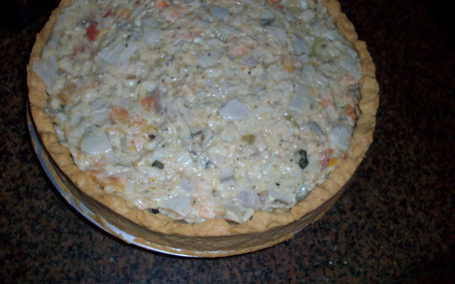 Quiche de camarão e palmito