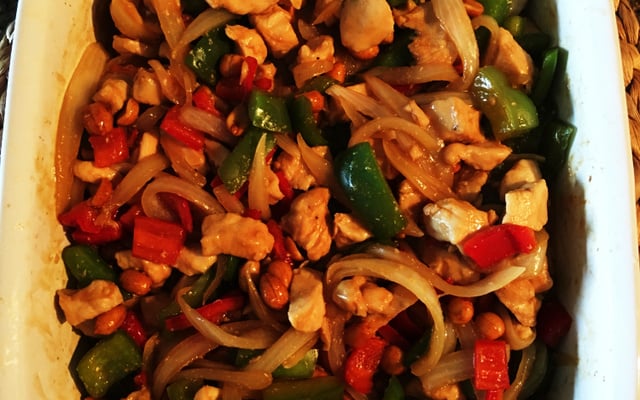 Frango xadrez no microondas