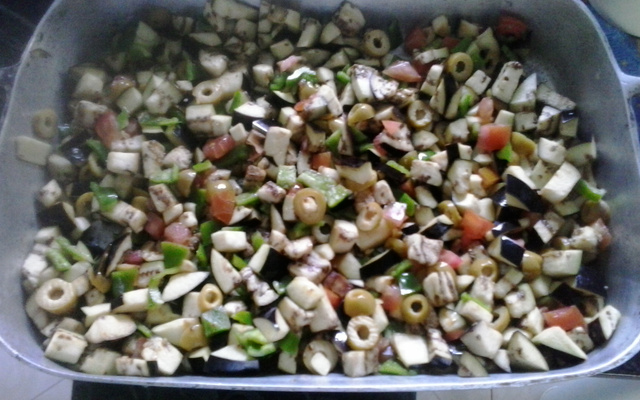Salada de berinjela com lagarto