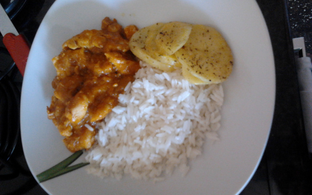 Frango com moranga na panela de pressão