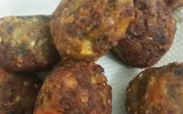 Bolinho de beringela com carne moida