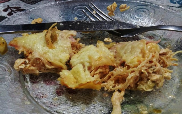 Frango desfiado e gratinado