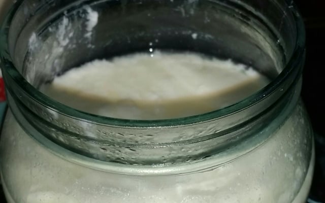 Coalhada da fazenda com leite de caixa