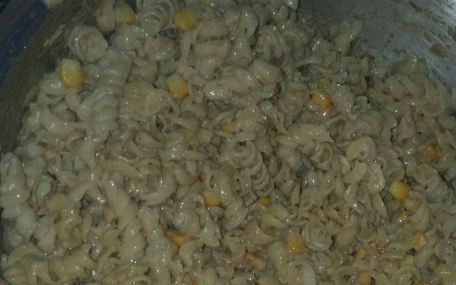 Macarrão com sardinha e creme de leite