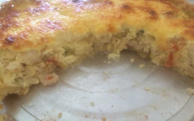 Quiche de palmito e alho-poró