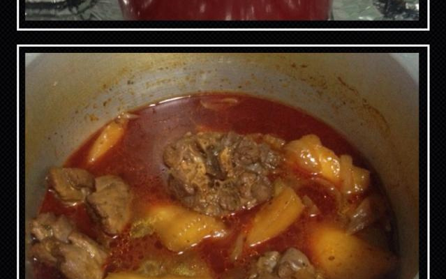 Pescoço de peru com mandioca