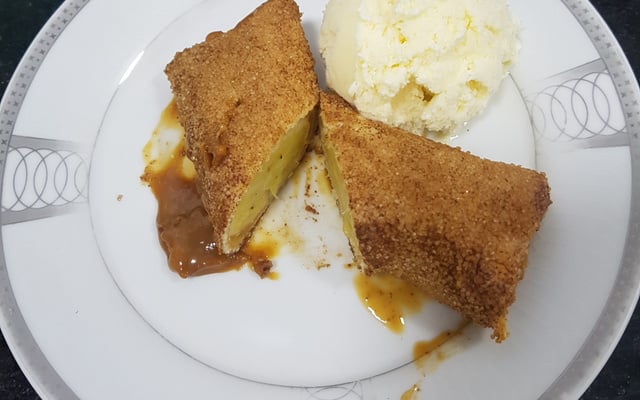 Rolinhos de banana com doce de leite