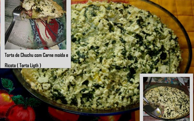 Torta light de chuchu com carne moída e ricota