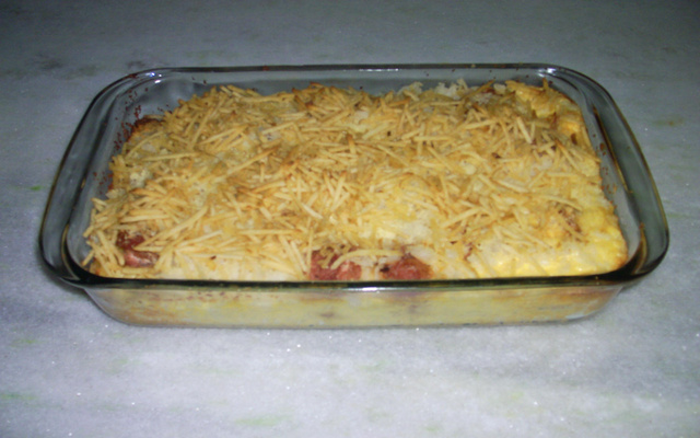 Arroz de forno com linguiça