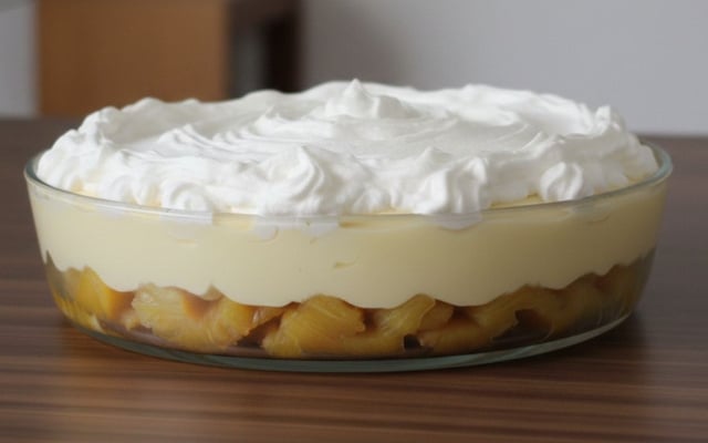 Torta gelada de abacaxi finalizada com chantilly caseiro