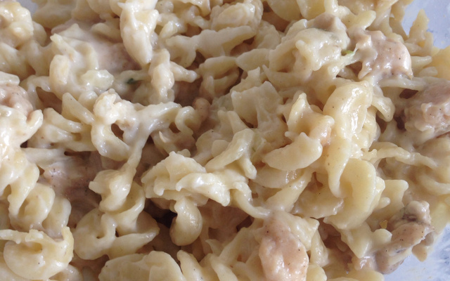 Macarrão com frango e molho branco