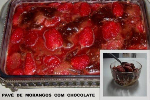 Pavê de morangos com chocolate do Lúcio Cezar
