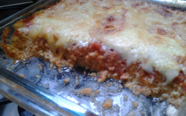 Arroz à parmegiana de forno